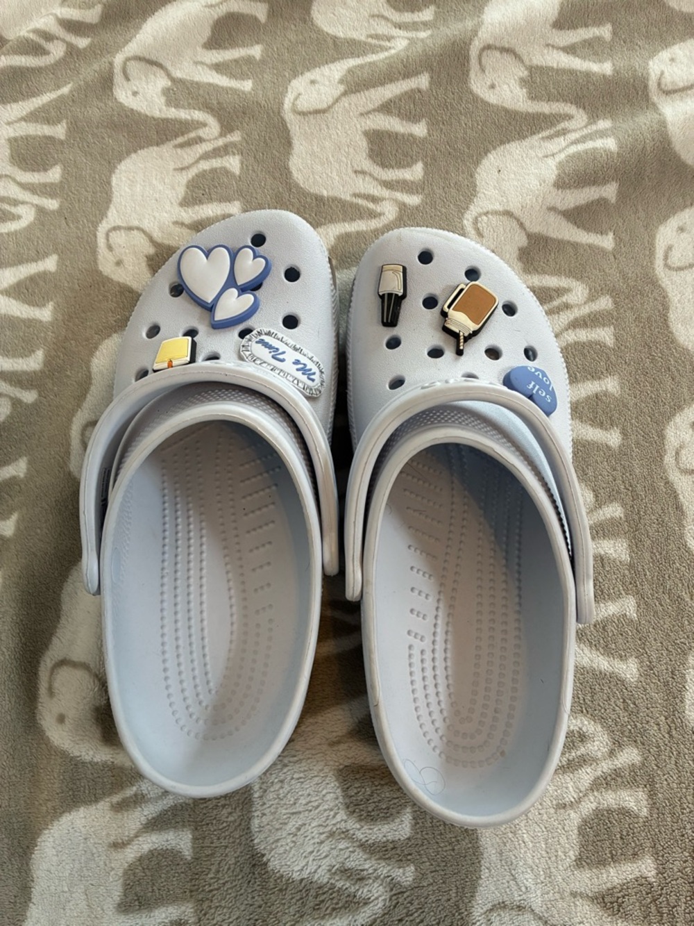 CROCS Light Blue Slip-On Clogs with Decorative Charms